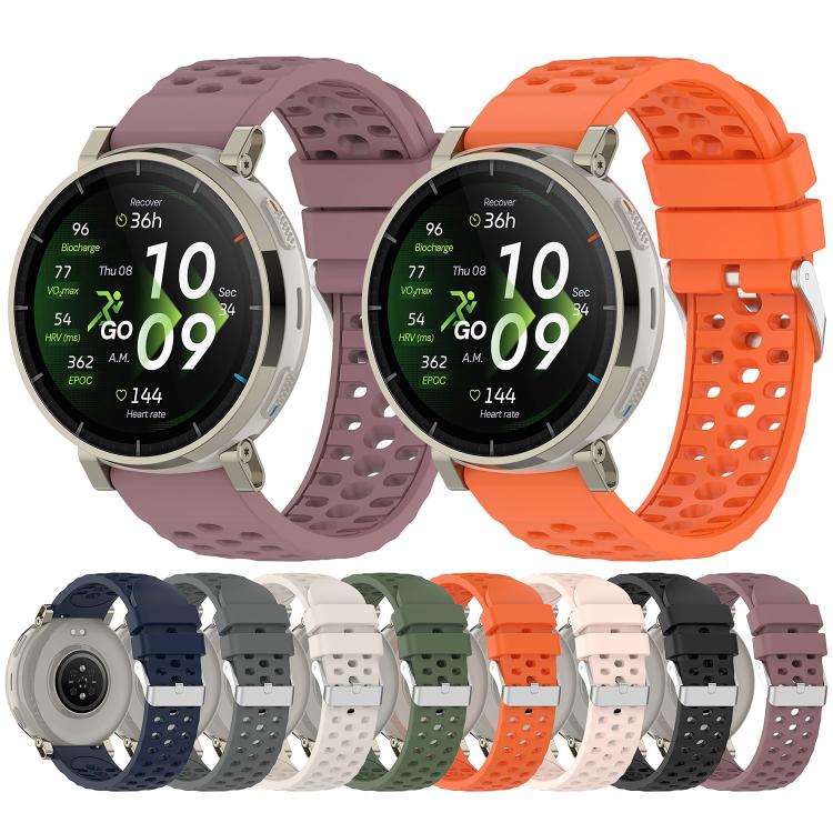 Perforated Pin Buckle Solid Color Silicone Watch Band, For Amazfit Active 3 Premium