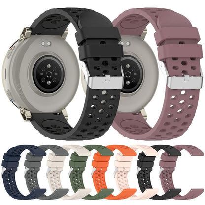 Perforated Pin Buckle Solid Color Silicone Watch Band, For Amazfit Active 3 Premium
