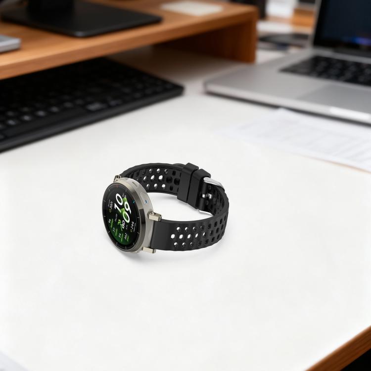 Perforated Pin Buckle Solid Color Silicone Watch Band, For Amazfit Active 3 Premium