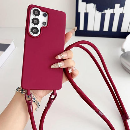 Candy Silicone Shockproof Phone Case with 7mm Crossbody Lanyard, For Samsung Galaxy S26+ 5G, For Samsung Galaxy S25 Edge  5G, For samsung Galaxy S26 Ultra 5G, For Samsung Galaxy S26 5G, For Samsung Galaxy S25 FE 5G, For Samsung Galaxy A17 5G           ...