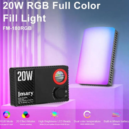 JMARY FM-180RGB For Photography DSLR Camera RGB LED Video Light 20W Fill Light