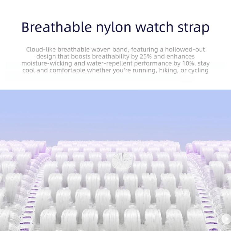 Double-Link Cloud-Feel Breathable Nylon Loop Metal Head Watch Band, 18mm, 20mm, 22mm