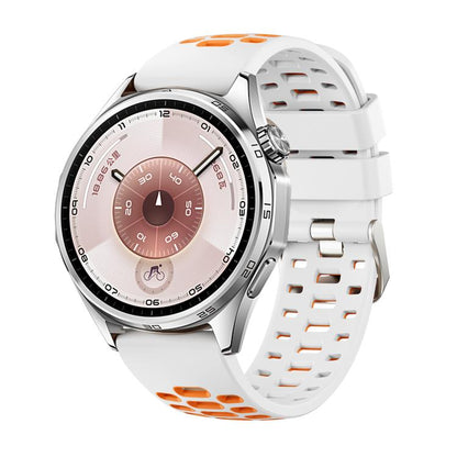 Two Color Perforated Silicone Watch Band, 22mm