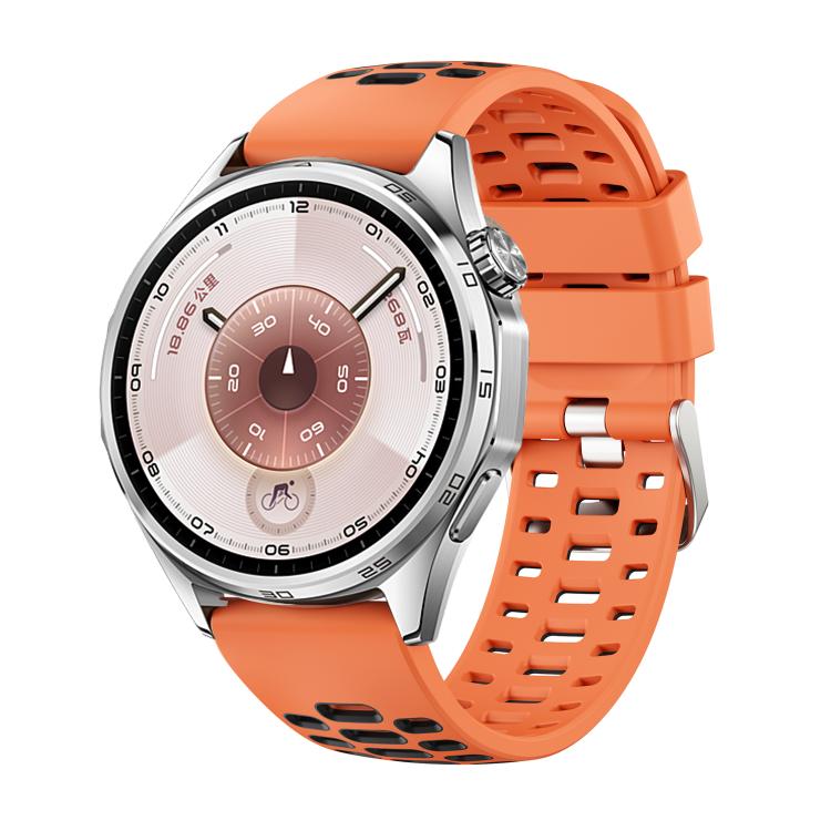 Two Color Perforated Silicone Watch Band, 22mm