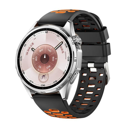 Two Color Perforated Silicone Watch Band, 22mm