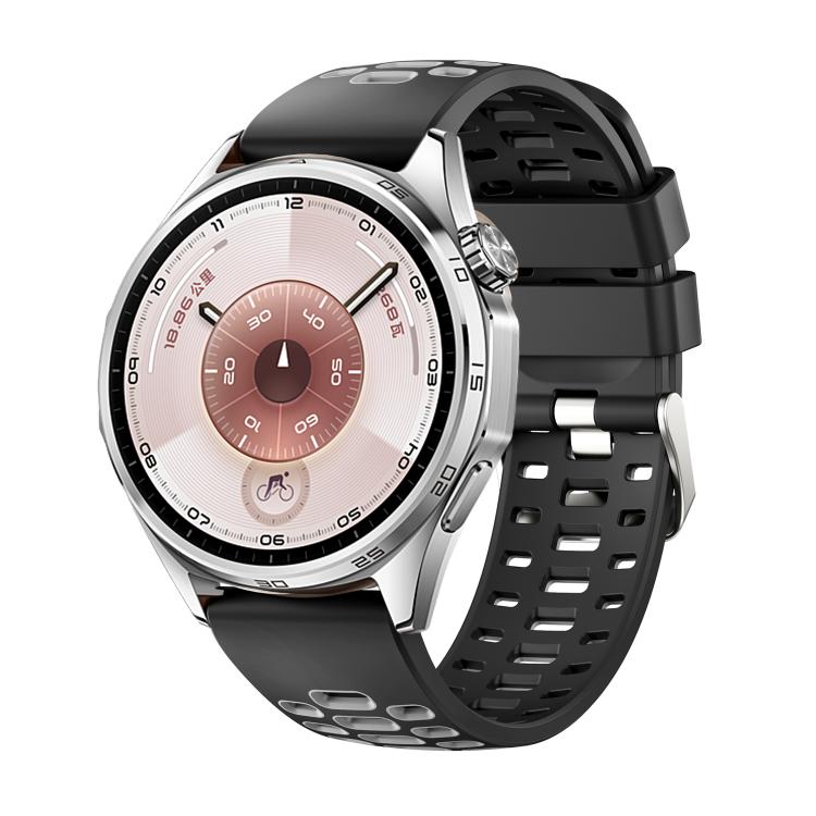 Two Color Perforated Silicone Watch Band, 22mm