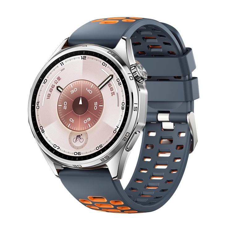 Two Color Perforated Silicone Watch Band, 22mm