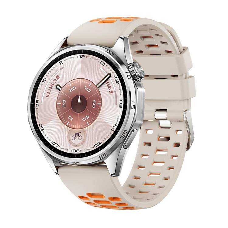 Two Color Perforated Silicone Watch Band, 22mm