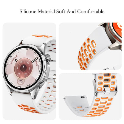 Two Color Perforated Silicone Watch Band, 22mm