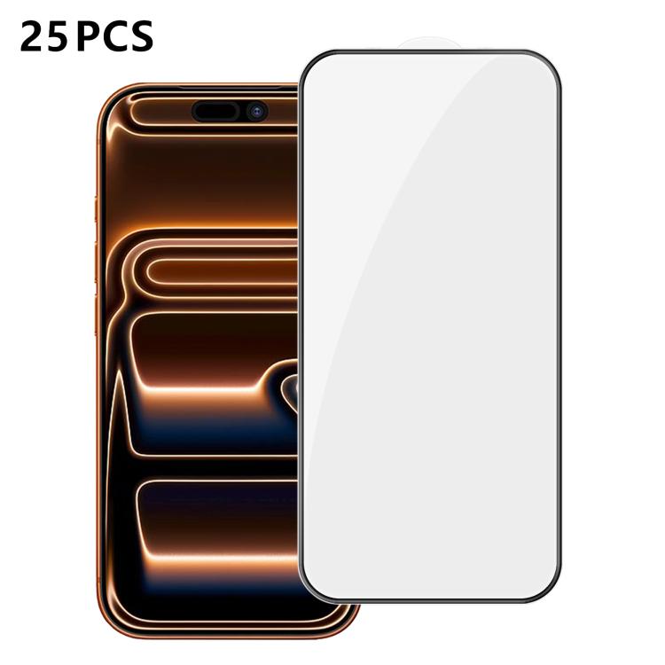 25pcs High-Aluminum Full-Coverage Anti-Fingerprint Screen-Printed HD Tempered Glass Film, For iPhone 18 Pro, For iPhone 18 Pro Max, For iPhone 17 Pro Max, For iPhone 17 Pro, For iPhone 17, For iPhone Air, For iPhone 16 Pro Max, For iPhone 16 Pro       ...