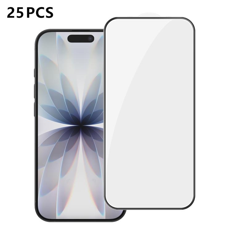 25pcs High-Aluminum Full-Coverage Anti-Fingerprint Screen-Printed HD Tempered Glass Film, For iPhone 18 Pro, For iPhone 18 Pro Max, For iPhone 17 Pro Max, For iPhone 17 Pro, For iPhone 17, For iPhone Air, For iPhone 16 Pro Max, For iPhone 16 Pro       ...