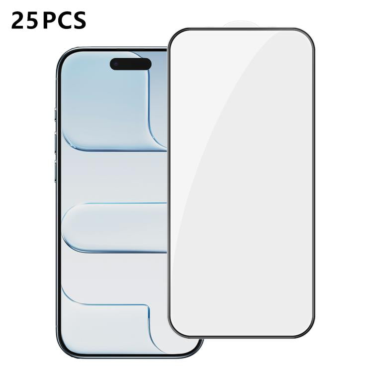 25pcs High-Aluminum Full-Coverage Anti-Fingerprint Screen-Printed HD Tempered Glass Film, For iPhone 18 Pro, For iPhone 18 Pro Max, For iPhone 17 Pro Max, For iPhone 17 Pro, For iPhone 17, For iPhone Air, For iPhone 16 Pro Max, For iPhone 16 Pro       ...