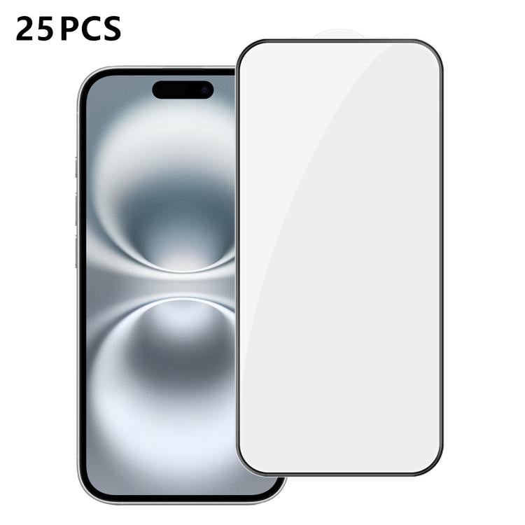 25pcs High-Aluminum Full-Coverage Anti-Fingerprint Screen-Printed HD Tempered Glass Film, For iPhone 18 Pro, For iPhone 18 Pro Max, For iPhone 17 Pro Max, For iPhone 17 Pro, For iPhone 17, For iPhone Air, For iPhone 16 Pro Max, For iPhone 16 Pro       ...