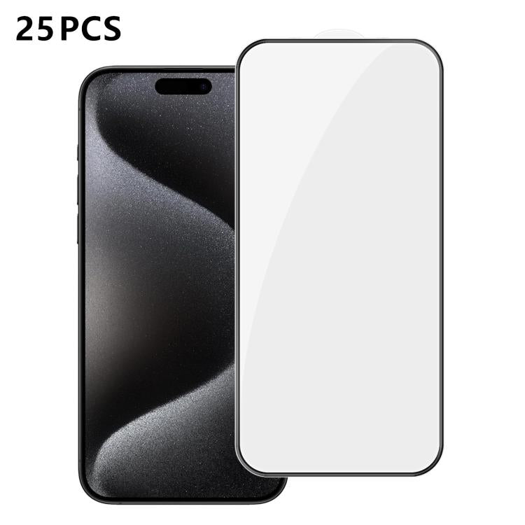 25pcs High-Aluminum Full-Coverage Anti-Fingerprint Screen-Printed HD Tempered Glass Film, For iPhone 18 Pro, For iPhone 18 Pro Max, For iPhone 17 Pro Max, For iPhone 17 Pro, For iPhone 17, For iPhone Air, For iPhone 16 Pro Max, For iPhone 16 Pro       ...