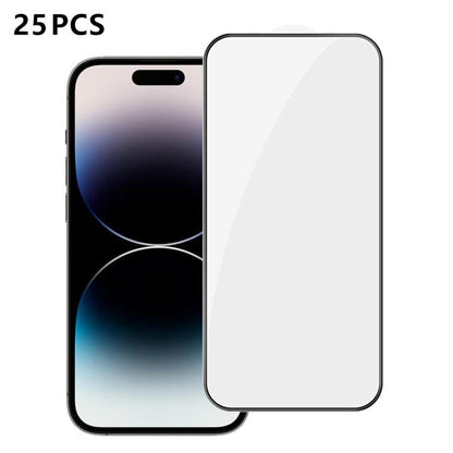25pcs High-Aluminum Full-Coverage Anti-Fingerprint Screen-Printed HD Tempered Glass Film, For iPhone 18 Pro, For iPhone 18 Pro Max, For iPhone 17 Pro Max, For iPhone 17 Pro, For iPhone 17, For iPhone Air, For iPhone 16 Pro Max, For iPhone 16 Pro       ...