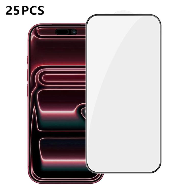 25pcs High-Aluminum Full-Coverage Anti-Fingerprint Screen-Printed HD Tempered Glass Film, For iPhone 18 Pro, For iPhone 18 Pro Max, For iPhone 17 Pro Max, For iPhone 17 Pro, For iPhone 17, For iPhone Air, For iPhone 16 Pro Max, For iPhone 16 Pro       ...
