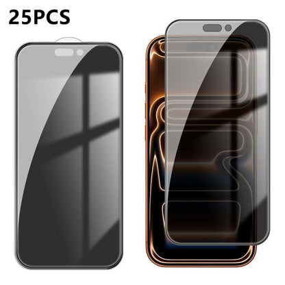 25pcs High-Aluminum Full-Coverage Anti-Fingerprint Screen-Printed Privacy Tempered Glass Film, For iPhone Fold Outer Screen, For iPhone 18, For iPhone 18 Pro, For iPhone 18 Pro Max, For iPhone 17 Pro Max, For iPhone 17 Pro, For iPhone 17, For iPhone Ai...