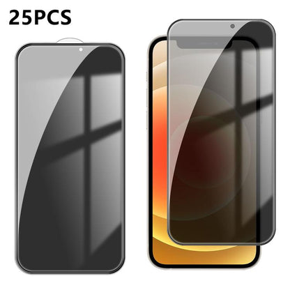 25pcs High-Aluminum Full-Coverage Anti-Fingerprint Screen-Printed Privacy Tempered Glass Film, For iPhone Fold Outer Screen, For iPhone 18, For iPhone 18 Pro, For iPhone 18 Pro Max, For iPhone 17 Pro Max, For iPhone 17 Pro, For iPhone 17, For iPhone Ai...