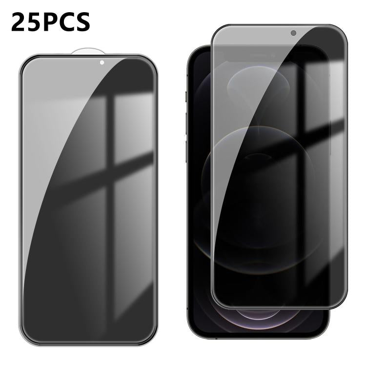 25pcs High-Aluminum Full-Coverage Anti-Fingerprint Screen-Printed Privacy Tempered Glass Film, For iPhone 18 Pro, For iPhone 18 Pro Max, For iPhone 17 Pro Max, For iPhone 17 Pro, For iPhone 17, For iPhone Air, For iPhone 16 Pro Max, For iPhone 16 Pro  ...