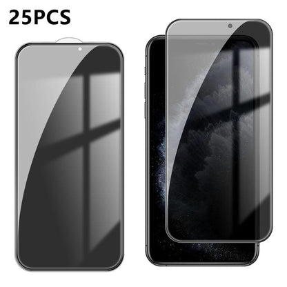 25pcs High-Aluminum Full-Coverage Anti-Fingerprint Screen-Printed Privacy Tempered Glass Film, For iPhone 18 Pro, For iPhone 18 Pro Max, For iPhone 17 Pro Max, For iPhone 17 Pro, For iPhone 17, For iPhone Air, For iPhone 16 Pro Max, For iPhone 16 Pro  ...