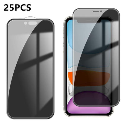 25pcs High-Aluminum Full-Coverage Anti-Fingerprint Screen-Printed Privacy Tempered Glass Film, For iPhone 18 Pro, For iPhone 18 Pro Max, For iPhone 17 Pro Max, For iPhone 17 Pro, For iPhone 17, For iPhone Air, For iPhone 16 Pro Max, For iPhone 16 Pro  ...