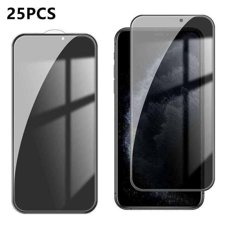 25pcs High-Aluminum Full-Coverage Anti-Fingerprint Screen-Printed Privacy Tempered Glass Film, For iPhone 18 Pro, For iPhone 18 Pro Max, For iPhone 17 Pro Max, For iPhone 17 Pro, For iPhone 17, For iPhone Air, For iPhone 16 Pro Max, For iPhone 16 Pro  ...