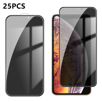 25pcs High-Aluminum Full-Coverage Anti-Fingerprint Screen-Printed Privacy Tempered Glass Film, For iPhone 18 Pro, For iPhone 18 Pro Max, For iPhone 17 Pro Max, For iPhone 17 Pro, For iPhone 17, For iPhone Air, For iPhone 16 Pro Max, For iPhone 16 Pro  ...