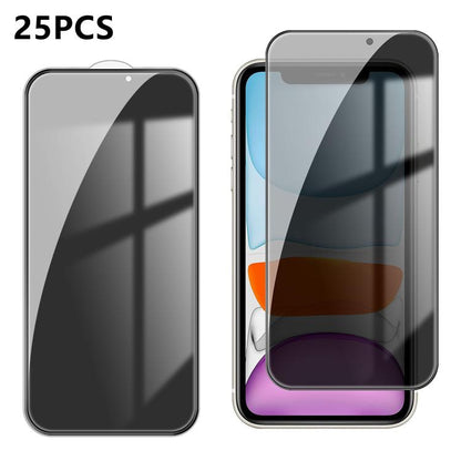 25pcs High-Aluminum Full-Coverage Anti-Fingerprint Screen-Printed Privacy Tempered Glass Film, For iPhone 18 Pro, For iPhone 18 Pro Max, For iPhone 17 Pro Max, For iPhone 17 Pro, For iPhone 17, For iPhone Air, For iPhone 16 Pro Max, For iPhone 16 Pro  ...