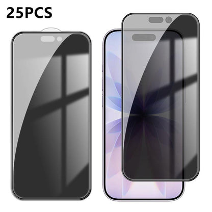 25pcs High-Aluminum Full-Coverage Anti-Fingerprint Screen-Printed Privacy Tempered Glass Film, For iPhone Fold Outer Screen, For iPhone 18, For iPhone 18 Pro, For iPhone 18 Pro Max, For iPhone 17 Pro Max, For iPhone 17 Pro, For iPhone 17, For iPhone Ai...