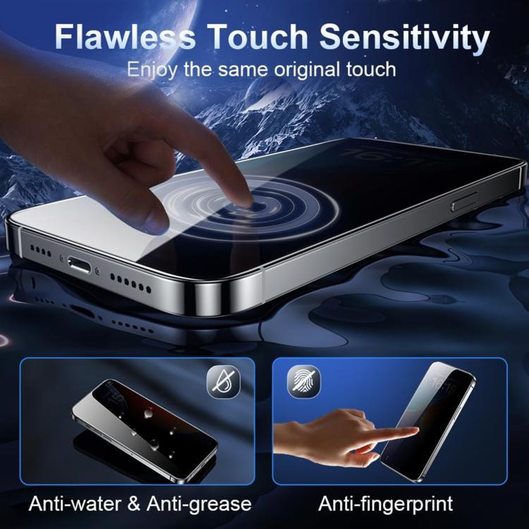 25pcs High-Aluminum Full-Coverage Anti-Fingerprint Screen-Printed Privacy Tempered Glass Film, For iPhone 18 Pro, For iPhone 18 Pro Max, For iPhone 17 Pro Max, For iPhone 17 Pro, For iPhone 17, For iPhone Air, For iPhone 16 Pro Max, For iPhone 16 Pro  ...