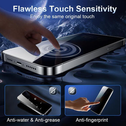 25pcs High-Aluminum Full-Coverage Anti-Fingerprint Screen-Printed Privacy Tempered Glass Film, For iPhone 18 Pro, For iPhone 18 Pro Max, For iPhone 17 Pro Max, For iPhone 17 Pro, For iPhone 17, For iPhone Air, For iPhone 16 Pro Max, For iPhone 16 Pro  ...