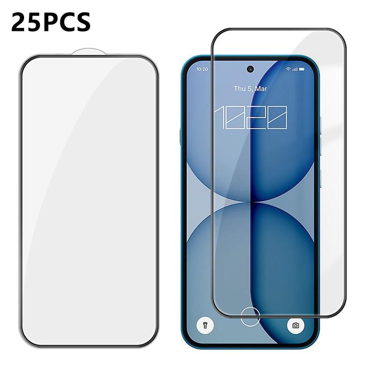 25pcs High-Aluminum Full-Coverage Anti-Fingerprint Screen-Printed HD Tempered Glass Film, For Nothing Phone 4b, For Nothing Phone 4a Pro, For Nothing Phone 4a, For Nothing Phone 3a Lite, For Nothing Phone 3, For Nothing CMF Phone 2 Pro                 ...