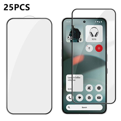 25pcs High-Aluminum Full-Coverage Anti-Fingerprint Screen-Printed HD Tempered Glass Film, For Nothing Phone 4b, For Nothing Phone 4a Pro, For Nothing Phone 4a, For Nothing Phone 3a Lite, For Nothing Phone 3, For Nothing CMF Phone 2 Pro                 ...