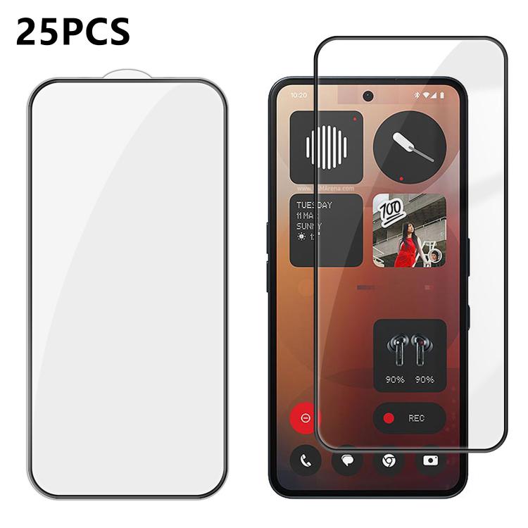 25pcs High-Aluminum Full-Coverage Anti-Fingerprint Screen-Printed HD Tempered Glass Film, For Nothing Phone 4b, For Nothing Phone 4a Pro, For Nothing Phone 4a, For Nothing Phone 3a Lite, For Nothing Phone 3, For Nothing CMF Phone 2 Pro                 ...