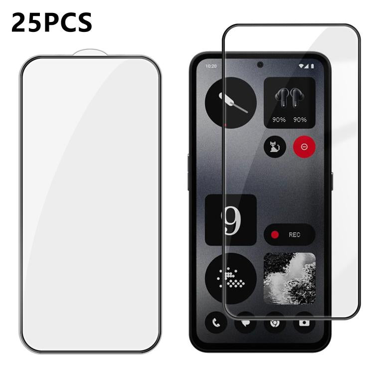 25pcs High-Aluminum Full-Coverage Anti-Fingerprint Screen-Printed HD Tempered Glass Film, For Nothing Phone 4b, For Nothing Phone 4a Pro, For Nothing Phone 4a, For Nothing Phone 3a Lite, For Nothing Phone 3, For Nothing CMF Phone 2 Pro                 ...