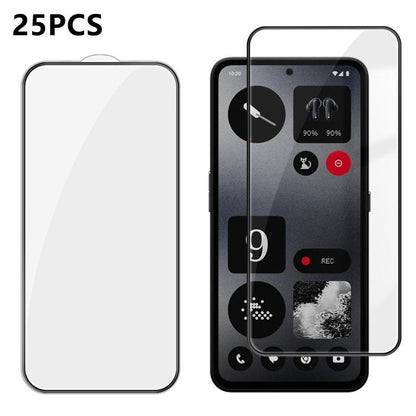 25pcs High-Aluminum Full-Coverage Anti-Fingerprint Screen-Printed HD Tempered Glass Film, For Nothing Phone 4b, For Nothing Phone 4a Pro, For Nothing Phone 4a, For Nothing Phone 3a Lite, For Nothing Phone 3, For Nothing CMF Phone 2 Pro                 ...
