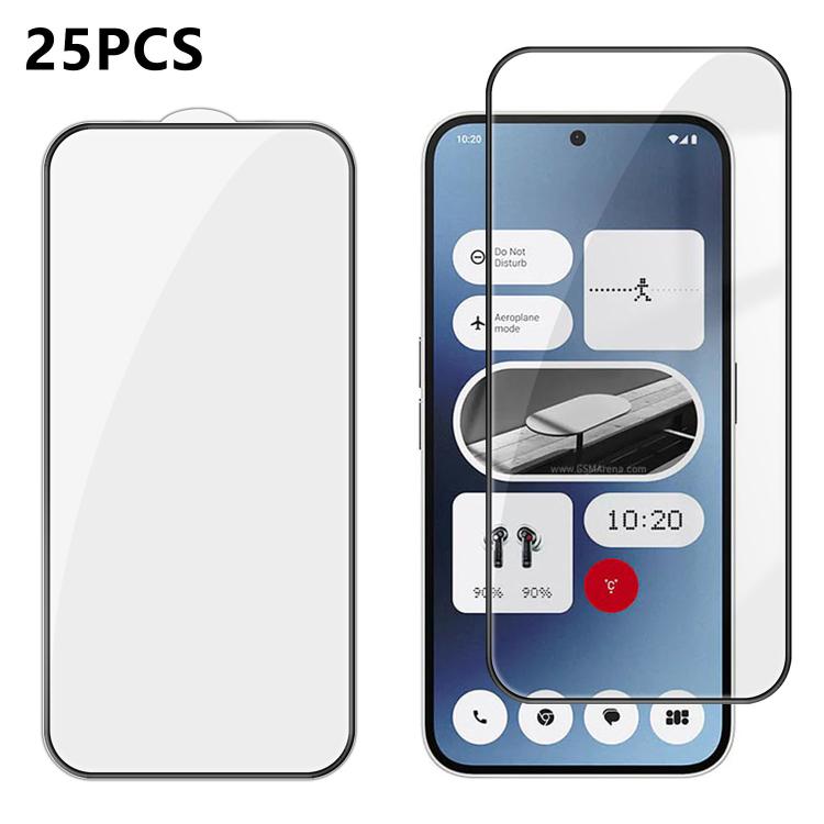 25pcs High-Aluminum Full-Coverage Anti-Fingerprint Screen-Printed HD Tempered Glass Film, For Nothing Phone 4b, For Nothing Phone 4a Pro, For Nothing Phone 4a, For Nothing Phone 3a Lite, For Nothing Phone 3, For Nothing CMF Phone 2 Pro                 ...