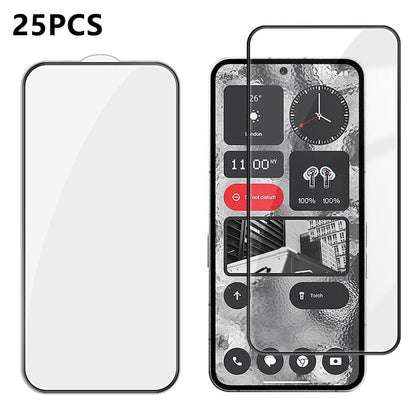 25pcs High-Aluminum Full-Coverage Anti-Fingerprint Screen-Printed HD Tempered Glass Film, For Nothing Phone 4b, For Nothing Phone 4a Pro, For Nothing Phone 4a, For Nothing Phone 3a Lite, For Nothing Phone 3, For Nothing CMF Phone 2 Pro                 ...