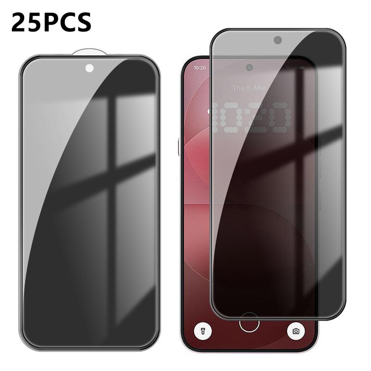 25pcs High-Aluminum Full-Coverage Anti-Fingerprint Screen-Printed Privacy Tempered Glass Film, For Nothing Phone 4b, For Nothing Phone 4a Pro, For Nothing Phone 4a, For Nothing Phone 3a Lite, For Nothing Phone 3, For Nothing CMF Phone 2 Pro            ...