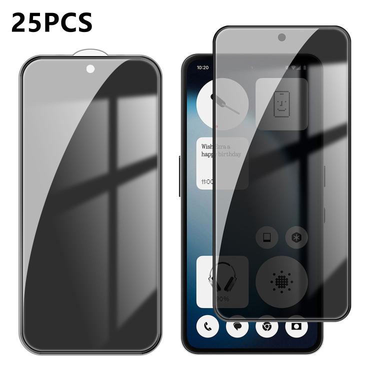 25pcs High-Aluminum Full-Coverage Anti-Fingerprint Screen-Printed Privacy Tempered Glass Film, For Nothing Phone 4b, For Nothing Phone 4a Pro, For Nothing Phone 4a, For Nothing Phone 3a Lite, For Nothing Phone 3, For Nothing CMF Phone 2 Pro            ...