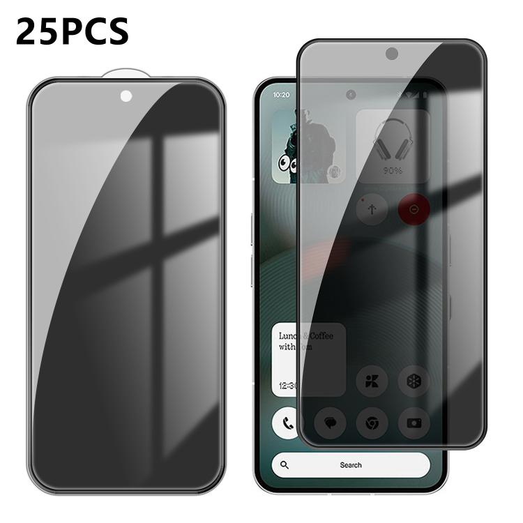 25pcs High-Aluminum Full-Coverage Anti-Fingerprint Screen-Printed Privacy Tempered Glass Film, For Nothing Phone 4b, For Nothing Phone 4a Pro, For Nothing Phone 4a, For Nothing Phone 3a Lite, For Nothing Phone 3, For Nothing CMF Phone 2 Pro            ...