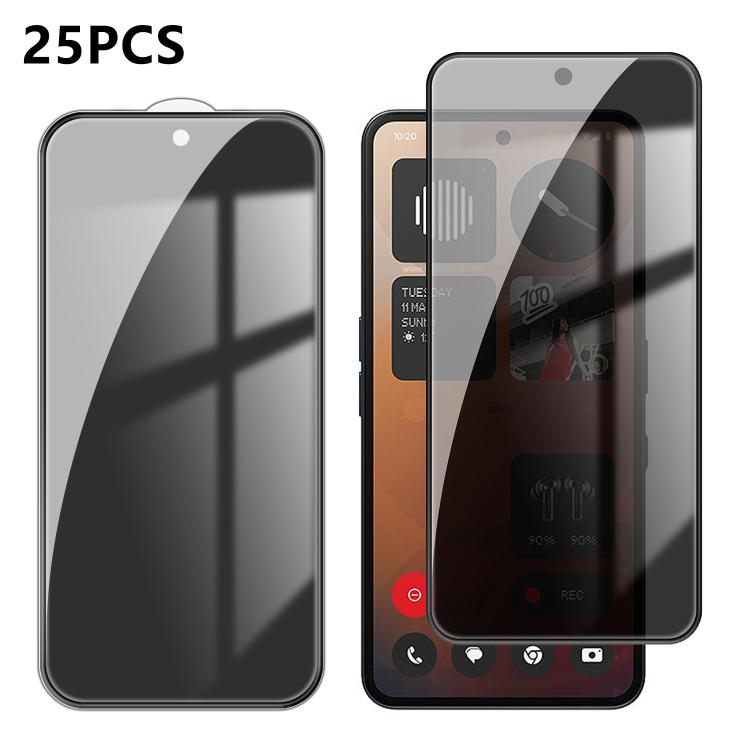 25pcs High-Aluminum Full-Coverage Anti-Fingerprint Screen-Printed Privacy Tempered Glass Film, For Nothing Phone 4b, For Nothing Phone 4a Pro, For Nothing Phone 4a, For Nothing Phone 3a Lite, For Nothing Phone 3, For Nothing CMF Phone 2 Pro            ...
