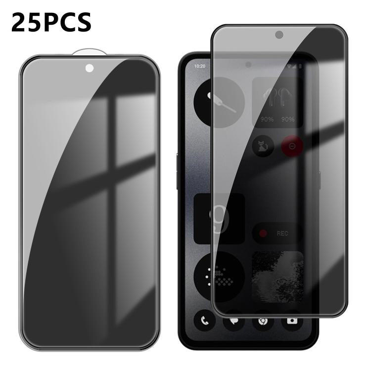 25pcs High-Aluminum Full-Coverage Anti-Fingerprint Screen-Printed Privacy Tempered Glass Film, For Nothing Phone 4b, For Nothing Phone 4a Pro, For Nothing Phone 4a, For Nothing Phone 3a Lite, For Nothing Phone 3, For Nothing CMF Phone 2 Pro            ...
