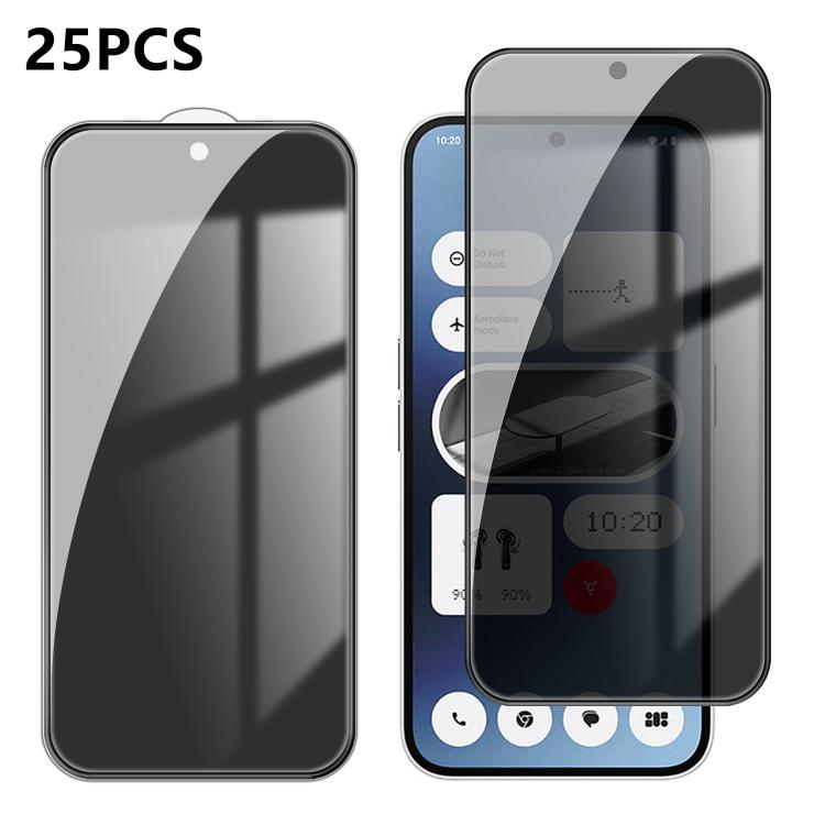 25pcs High-Aluminum Full-Coverage Anti-Fingerprint Screen-Printed Privacy Tempered Glass Film, For Nothing Phone 4b, For Nothing Phone 4a Pro, For Nothing Phone 4a, For Nothing Phone 3a Lite, For Nothing Phone 3, For Nothing CMF Phone 2 Pro            ...