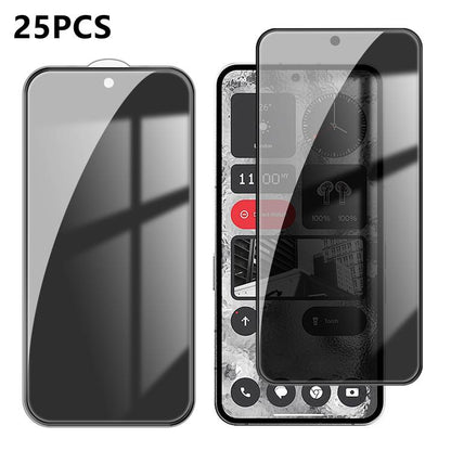 25pcs High-Aluminum Full-Coverage Anti-Fingerprint Screen-Printed Privacy Tempered Glass Film, For Nothing Phone 4b, For Nothing Phone 4a Pro, For Nothing Phone 4a, For Nothing Phone 3a Lite, For Nothing Phone 3, For Nothing CMF Phone 2 Pro            ...