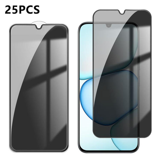 25pcs High-Aluminum Full-Coverage Anti-Fingerprint Screen-Printed Privacy Tempered Glass Film, For Realne 16T 5G, For Realme C100 5G, For Realme C100 4G, For Realme Narzo 100 Lite 5G, For Realme Neo8 5G, For Realme 16 5G, For Realme 16 Pro 5G