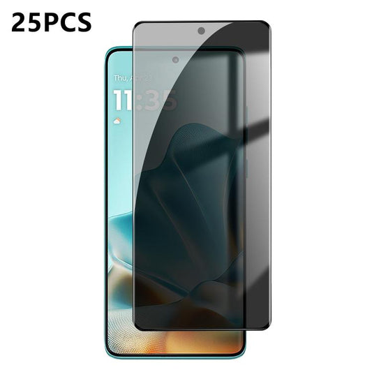 25pcs High-Aluminum Full-Coverage Anti-Fingerprint Screen-Printed Privacy Curved Tempered Glass Film, For Motorola Edge 70 Fusion 5G, For Motorola Edge 60 Fusion, For Motorola Edge 50 Ultra, For Motorola Edge 50 Pro, For Motorola Edge 50 Fusion
