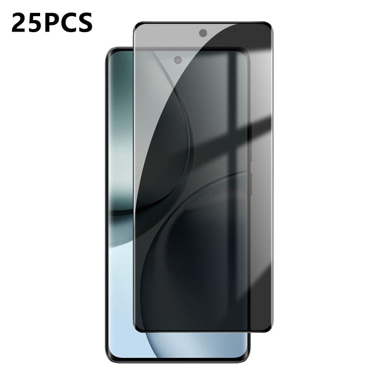 25pcs High-Aluminum Full-Coverage Anti-Fingerprint Screen-Printed Privacy Curved Tempered Glass Film, For Realme 15 Pro 5G, For Realme 15 5G, For Realme 14 Pro+, For Realme 14 Pro