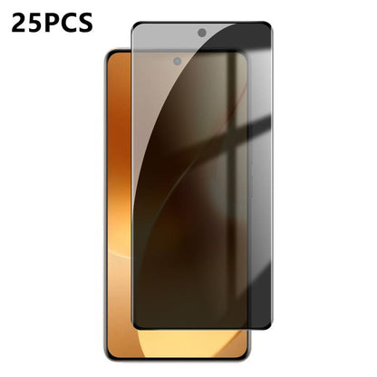 25pcs High-Aluminum Full-Coverage Anti-Fingerprint Screen-Printed Privacy Curved Tempered Glass Film, For Realme 15 Pro 5G, For Realme 15 5G, For Realme 14 Pro+, For Realme 14 Pro