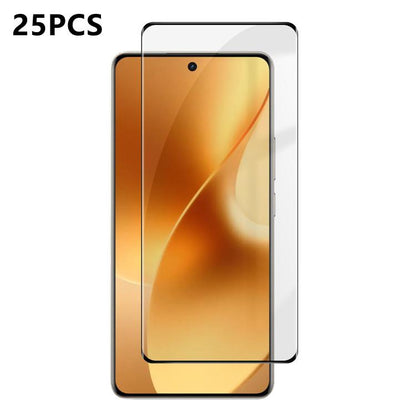 25pcs High-Aluminum Full-Coverage Anti-Fingerprint Screen-Printed HD Curved Tempered Glass Film, For Realme 15 Pro 5G, For Realme 15 5G, For Realme 14 Pro+, For Realme 14 Pro